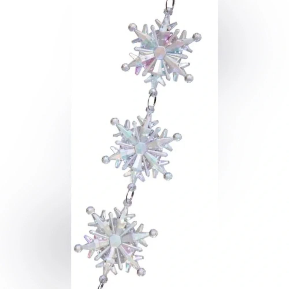 NWT Ashland Christmas Xmas iridescent snowflake garland 2 sets 6 feet each